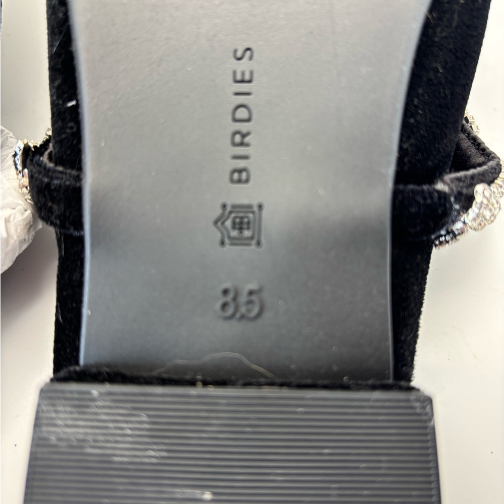 Birdies Black Velvet Mules with Rhinestone Accent - Picture 9 of 11